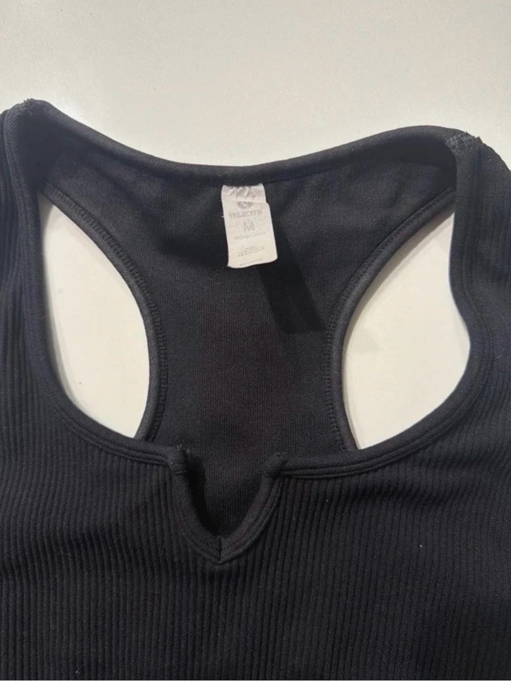Velocity Black Ribbed Racerback Sports Crop Top - Picture 2 of 3